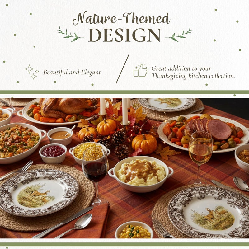 Spode Woodland American Wildlife Mule Deer Dinner Plate - Rustic Earthenware Tableware, 10.5" Collectible Plate for Holiday Dining, Dishwasher, Microwave, Oven Safe - Made in England - Image 3